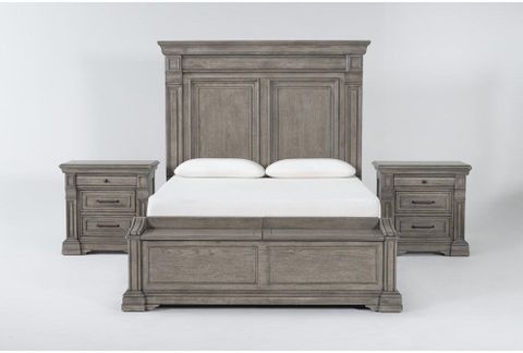 Adriana Grey California King Wood 3 Piece Bedroom Set With 2 Nighstands ... inside Sorensen California King Wood 3 Piece Bedroom Set With 2 Wood 3-Drawer Nightstands