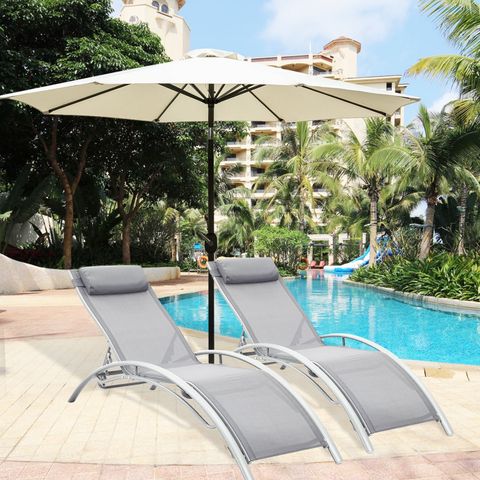 Ainfox Outdoor Patio 2-Pack Lounge Chairs Adjustable Aluminum Chaise ... throughout Weathering the Storm Understanding the Durability of Aluminum Outdoor Chaise Lounges