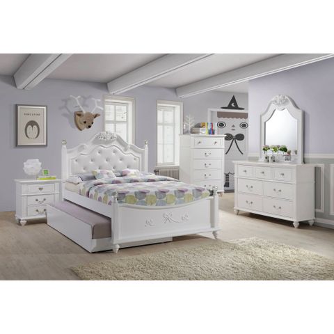 Alana - Full Platform 3 Piece Bedroom Set With Storage Trundle - White throughout  Storage