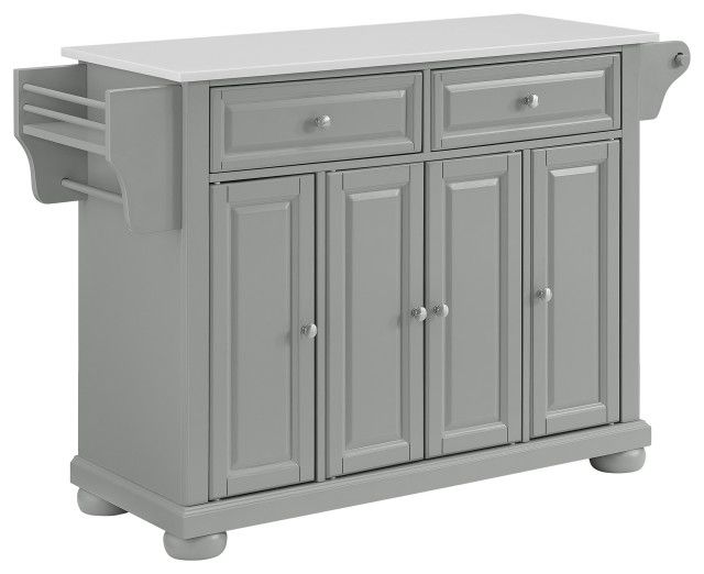 Alexandria Granite Top Kitchen Island Cart, Gray/White - Traditional ... regarding Beyond the Countertop Exploring the Functionality of the Alexandria Cart