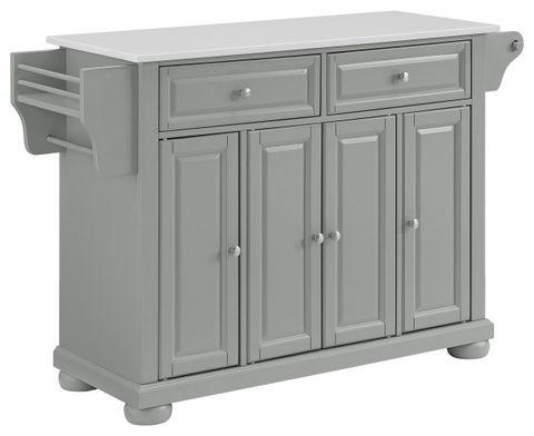 Alexandria Granite Top Kitchen Island Cart, Gray/White - Traditional ... with Alexandria Granite Top Kitchen Island/Cart Gray/Gray
