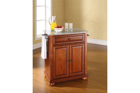 Alexandria Solid Granite Top Portable Kitchen Island In Classic Cherry regarding Alexandria Island Kitchens A Practical Guide to Features and Benefits