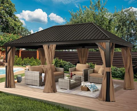Amazon.com : Abccanopy 12X20 Hardtop Gazebo - Outdoor Permanent Gazebo ... with regard to Aluminum Patio Hardtop Gazebo