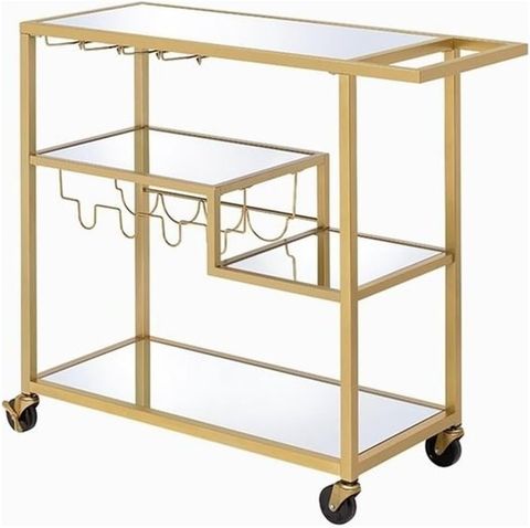 Amazon.com - Acme Adamsen Rectangular Glass Top Serving Cart With 3 ... throughout Acme Vorrik Serving Cart Gold And White-Washed
