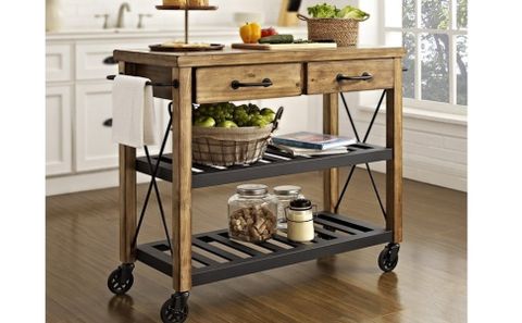 Amazon.com - Bowery Hill 2-Drawer Wood Industrial Kitchen Cart In ... with The Ultimate Guide to Assembly and Maintenance of Your Kitchen Cart