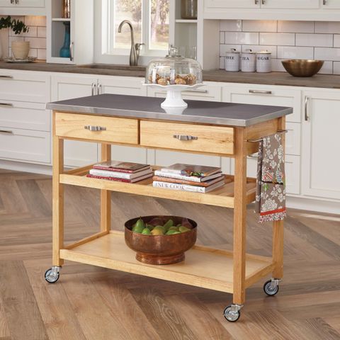 Amazon.com: Home Styles Natural Designer Utility Cart With Stainless ... within Austin Kitchen Cart, 30.5W X 18.13D X 36.25H, Black
