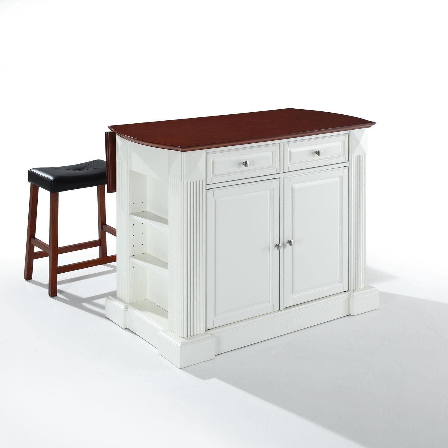Amazon.com: Homestock Asian Fusion Drop Leaf Top Kitchen Island W/Uph ... within Elevating Kitchen Aesthetics — Exploring the Versatility of Square Stools