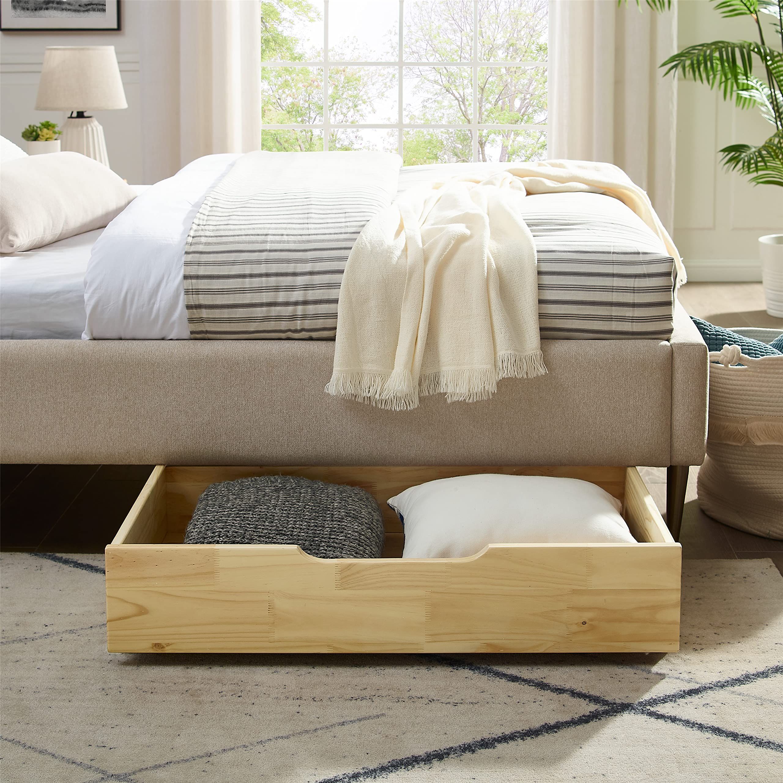 Amazon.com: Musehomeinc Solid Wood Under Bed Storage Drawer With 4 ... inside  Storage