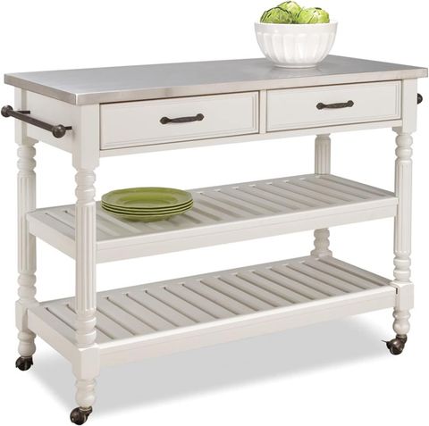 Amazon.com: Pemberly Row 2-Drawer Farmhouse Wood Kitchen Cart With ... with Beyond the Basics Essential Features to Consider When Choosing a Kitchen Cart