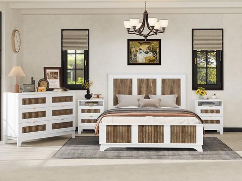 Amazon.com: Softsea 4 Piece Bedroom Furniture Set, Queen Size Platform ... intended for Creating Your Sanctuary Exploring the Hillsboro Full Storage Bedroom Set Options