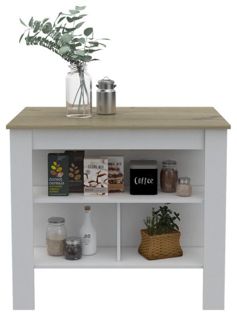 Antibacterial Delos Kitchen Island White-Light Oak - Midcentury ... in Antibacterial Delos Kitchen Island White-Light Grey