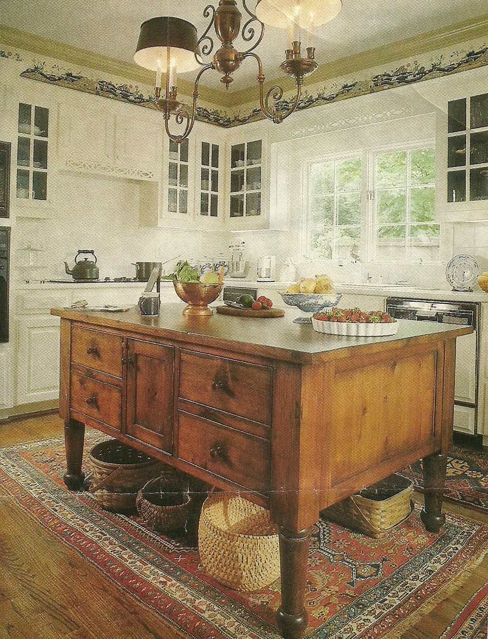 Antique Kitchen Island With Granite Top And Beveled Edge throughout Classic Kitchen Island, Framed Doors With Natural Wooden Top, Vintage Mahogany