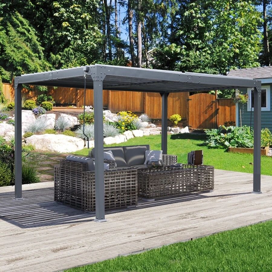 Aoodor Outdoor Louvered Pergola 10 X 13 Ft. Aluminum Pergola Waterproof ... throughout 10 Ft  X 13 Ft  Aluminum Patio Hardtop Gazebo
