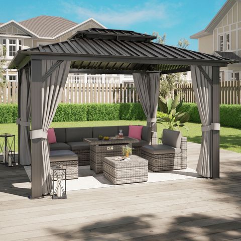 Aoxun 10 Ft. X 12 Ft. Hardtop Gazebo, Aluminum Frame Canopy With Double ... pertaining to Weathering the Storm How to Protect Your Outdoor Space with a Hardtop Gazebo