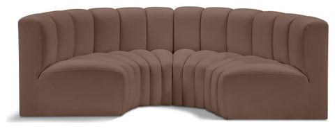 Arc Upholstered L-Shaped Modular Sectional, 4-Piece: 4 Curved Corner ... regarding Choosing the Right Brown Arc Vegan Leather Sofa for Your Space