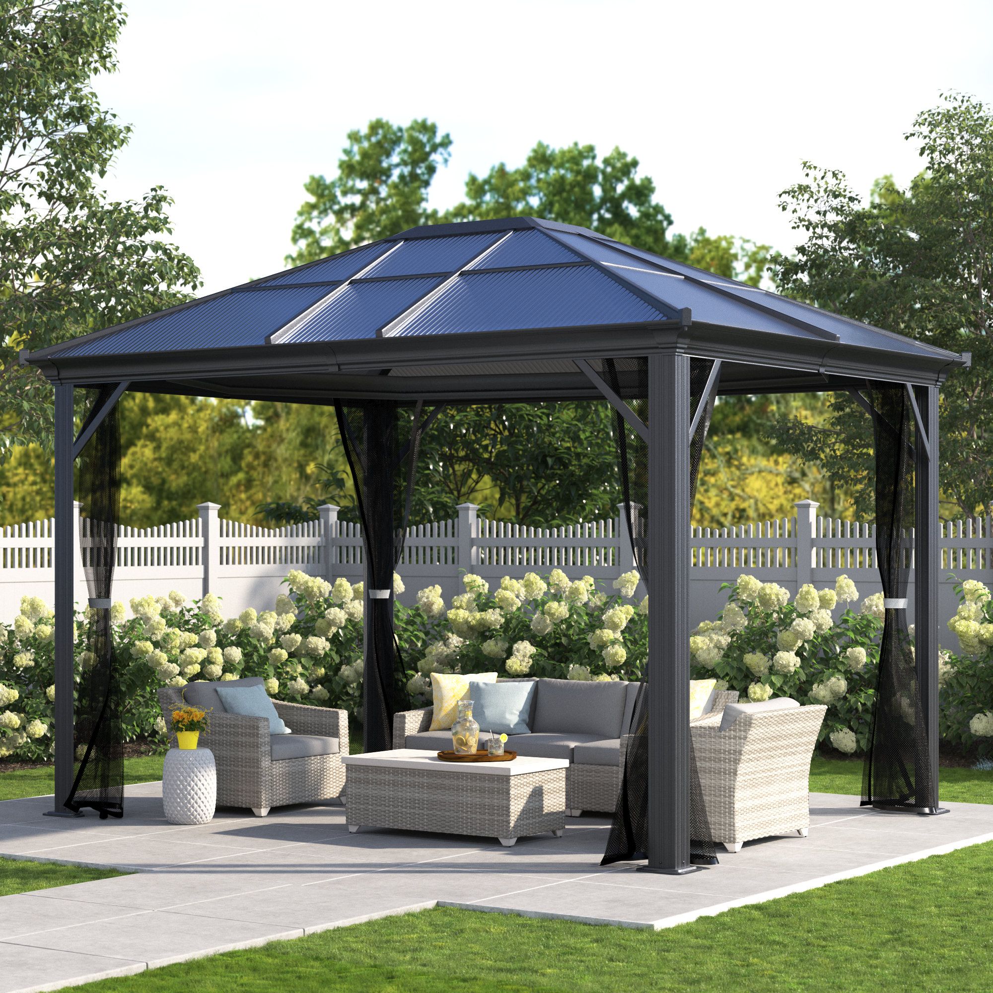 Arlmont &amp; Co. Celesse 10 Ft. W X 10 Ft. D Aluminum Patio Gazebo ... pertaining to 10 Ft. W X 10 Ft. D Aluminum Patio Gazebo