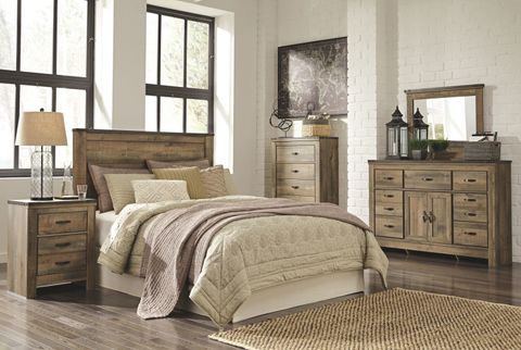 Ashley Furniture - Trinell - Brown - 3 Pc. - Dresser With Fireplace ... throughout Sorensen California King Wood 3 Piece Bedroom Set With 2 Wood 3-Drawer Nightstands