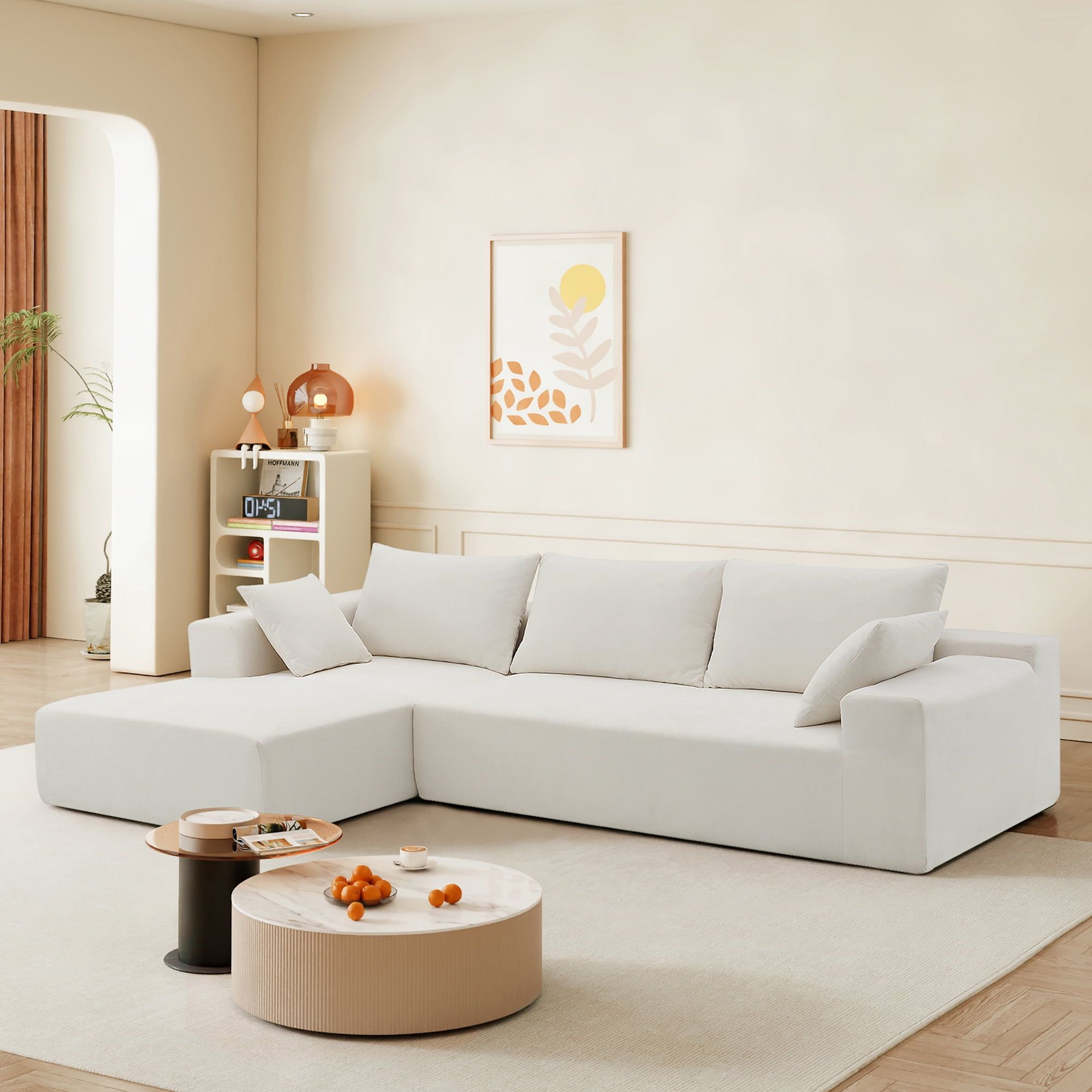 Atumon Modular Sectional Couch Set, 4-Seat L-Shaped Sectional Couch ... intended for Arc Vegan Leather Upholstered 3-Pc. Modular Sofa, Brown