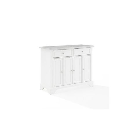 Avery Kitchen Island/Cart Distressed White/ White Marble inside Avery Kitchen Island/Cart, Distressed White/White Marble
