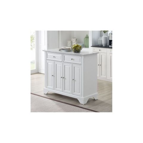 Avery Kitchen Island/Cart Distressed White/ White Marble within Beyond the Surface Exploring the Features of the White Marble Avery Cart
