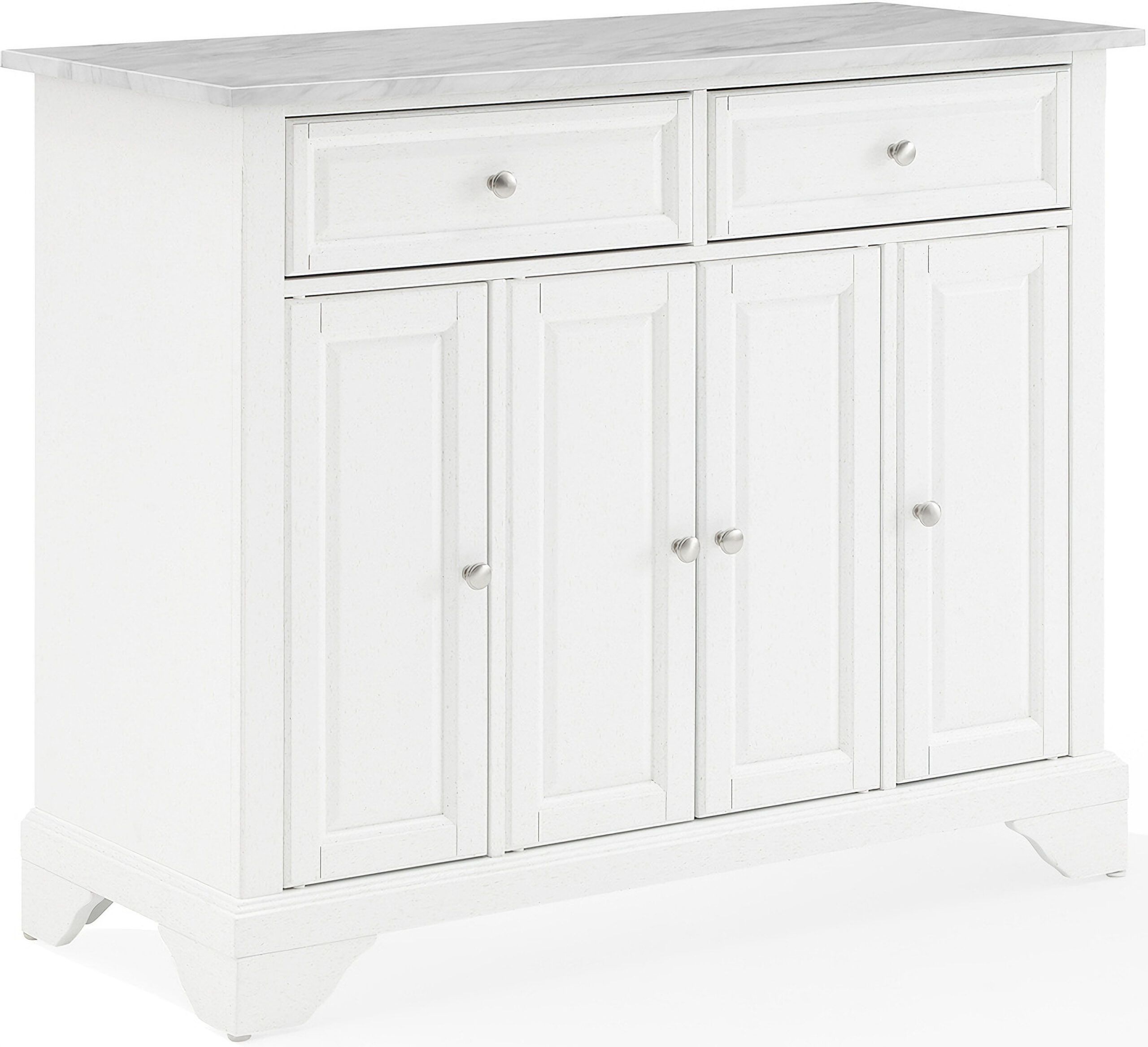 Avery Kitchen Island/Cart In Distressed White And White Marble By ... throughout Beyond the Surface Exploring the Features of the White Marble Avery Cart