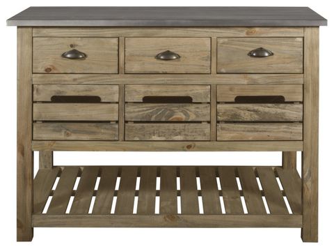 Barlow Crate Kitchen Island Rustic Pine And Zinc Top - Transitional ... inside Creating Your Dream Kitchen The Benefits of a Barlow Crate Island