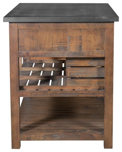 Barlow Solid Wood Crate Kitchen Island With Zinc Top, Rustic Brown ... intended for Creating Your Dream Kitchen The Benefits of a Barlow Crate Island