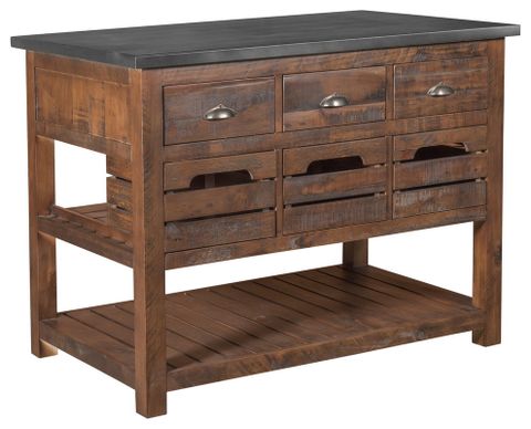 Barlow Solid Wood Crate Kitchen Island With Zinc Top, Rustic Brown ... regarding Creating Your Dream Kitchen The Benefits of a Barlow Crate Island
