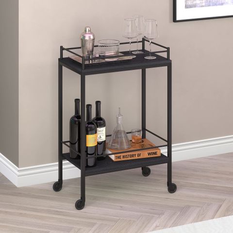 Barnes 23.5'' Wide Rectangular Bar Cart In Black Grain For Sale | Katy ... throughout Unveiling the Charm of the Barnes Bar Cart A Deep Dive