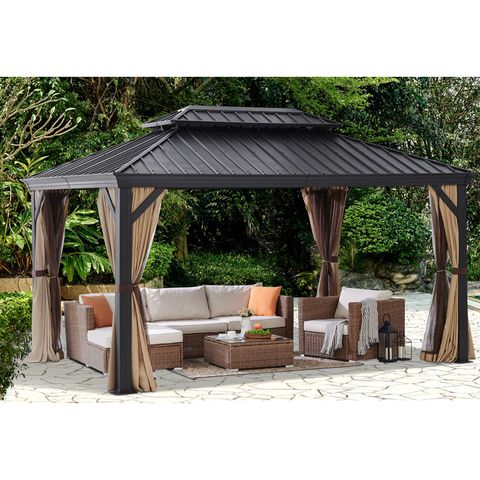 Barton 10 Ft. W X 10 Ft. D Metal Patio Gazebo | Wayfair.ca regarding 10 Ft. W X 10 Ft. D Steel Patio Gazebo The Soft Roof Gazebos