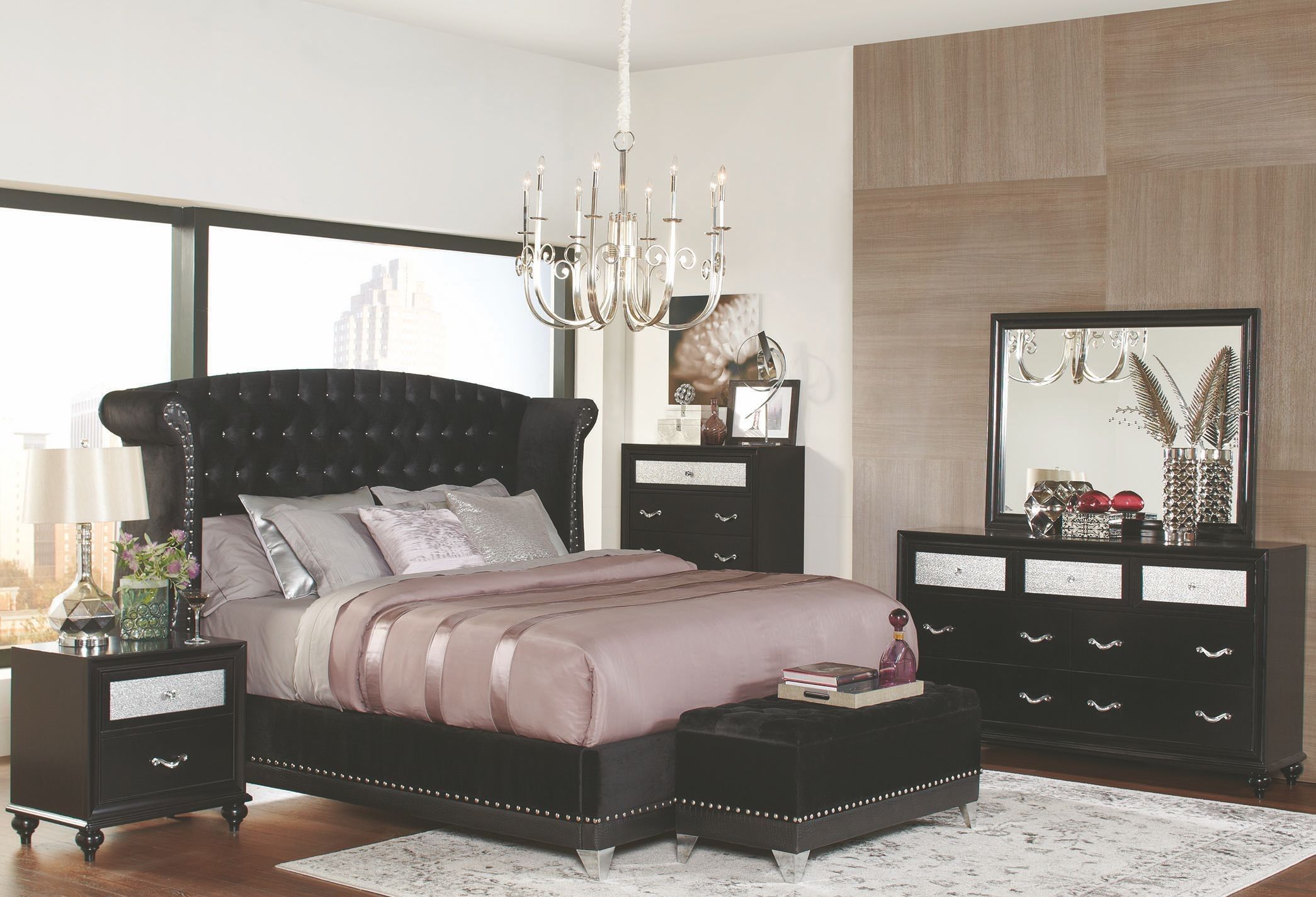 Barzini Black Upholstered Upholstered Platform Bedroom Set From Coaster ... with The Art of Canopy Beds Enhancing Bedroom Aesthetics