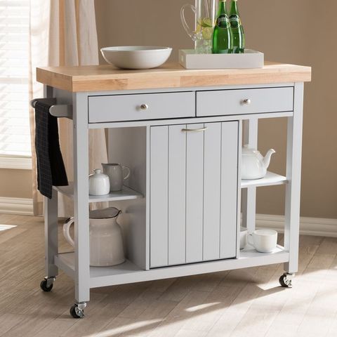 Baxton Studio Hayward Coastal & Farmhouse Light Grey Wood Kitchen Cart ... within Baxton Studio Hayward Kitchen Cart In Light Gray