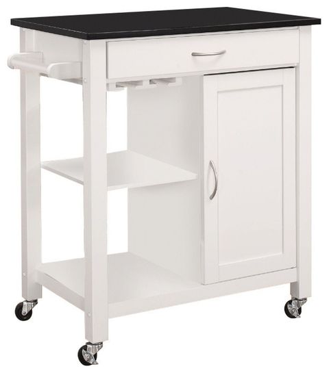 Benzara Bm163663 Kitchen Cart With Wooden Top, Black & White ... for The Benzara BM251232 Kitchen Island Decoding Features and Benefits
