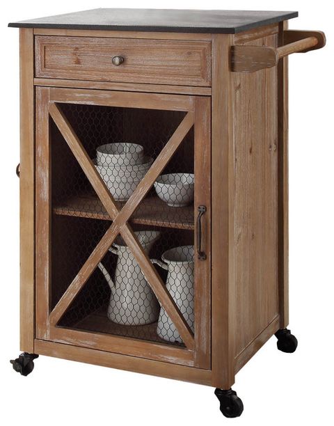 Benzara Industrial Style Wooden Kitchen Cart With Granite Top, Brown ... with regard to Benzara Bm163663 Kitchen Cart With Wooden Top, Black & White