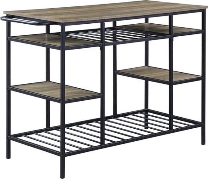 Benzara Kitchen Island With Slatted And Bottom Shelves, Oak Brown ... for Benzara Bm269086 Kitchen Island With Slatted And Bottom Shelves, Oak Brown