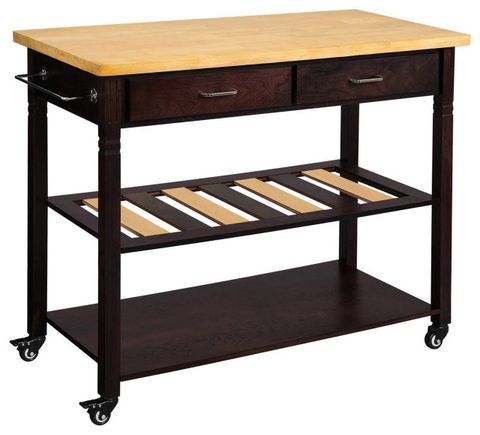 Benzara Wooden Kitchen Island With 2 Bottom Shelves And Casters, Brown ... with Building a Beautiful and Functional Kitchen Exploring the Benzara Island's Potential