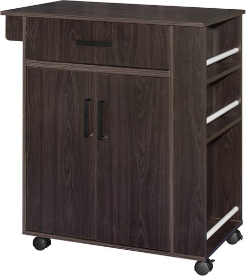 Better Home Products Shelby Rolling Kitchen Cart With Storage Cabinet ... with regard to Better Home Products Shelby Rolling Kitchen Cart With Storage Cabinet - Mahogany