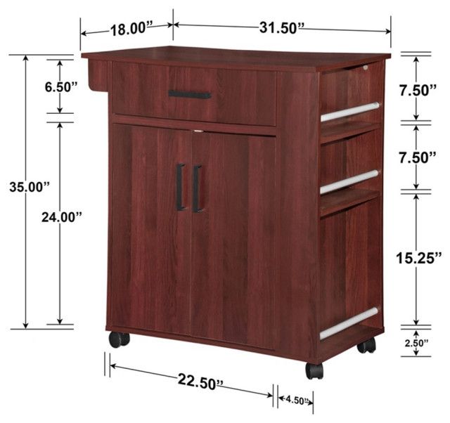 Better Home Products Shelby Rolling Kitchen Cart With Storage Cabinet ... with Shelby Cart Assembly: A Step by Step Guide for Homeowners
