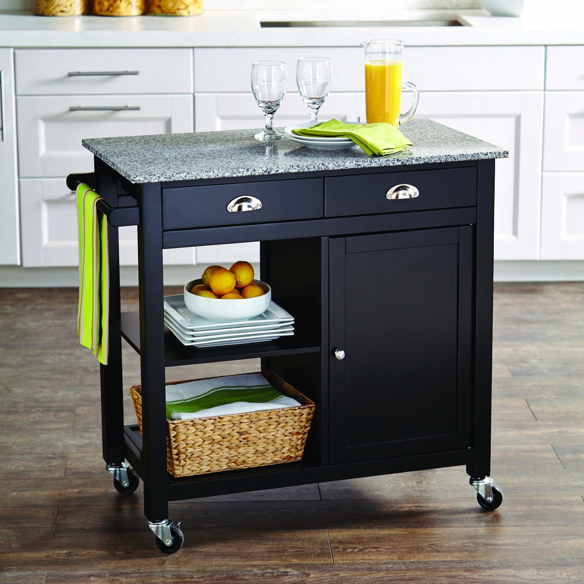 Better Homes &amp; Gardens 35&quot; Tall Rolling Kitchen Cart With Granite Top ... inside Astor 35&quot; Kitchen Cart