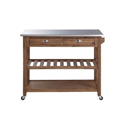 Bowery Hill 2-Drawer Farmhouse Wood Kitchen Cart With Casters In ... intended for Beyond the Basics Essential Features to Consider When Choosing a Kitchen Cart