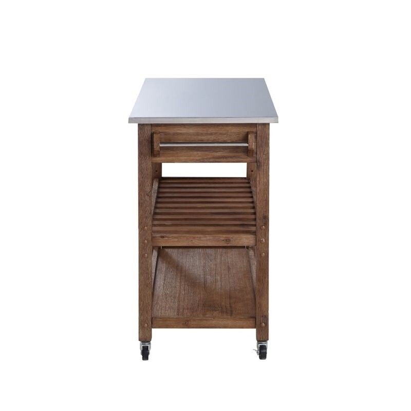 Bowery Hill 2-Drawer Farmhouse Wood Kitchen Cart With Casters In ... within Beyond the Basics Essential Features to Consider When Choosing a Kitchen Cart
