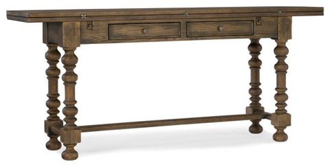 Bowery Hill 2-Drawer Traditional Wood Flip Top Console Table In Dark ... pertaining to Bowery Hill 2-Drawer And 4-Shelf Wood Kitchen Cart In Natural