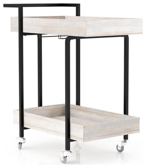 Bowery Hill Contemporary Wood Serving Cart In Antique White Finish ... inside The Ultimate Guide to Assembly and Maintenance of Your Kitchen Cart