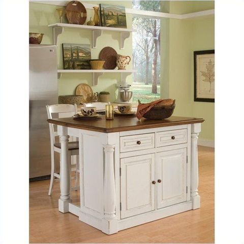 Bowery Hill Kitchen Island With Two Stools In Distressed Oak - Walmart ... for Maximizing Functionality How to Optimize Your Bowery Hill Kitchen Island Design