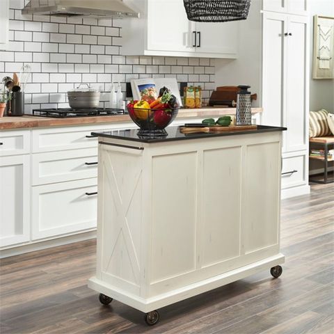 Bowery Hill Traditional Wood Kitchen Cart In White - Farmhouse ... for The Ultimate Guide to Choosing the Right Kitchen Cart for Your Needs