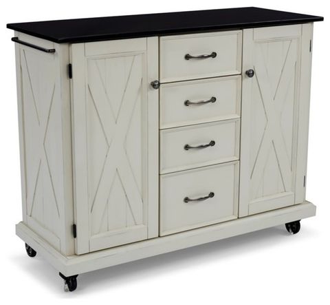 Bowery Hill Traditional Wood Kitchen Cart In White - Farmhouse ... pertaining to Bowery Hill Traditional Wood Kitchen Cart With Granite Top In White/Gray