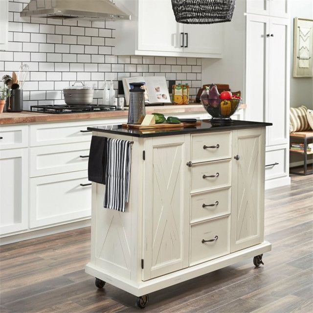 Bowery Hill Traditional Wood Kitchen Cart In White - Farmhouse ... with The Ultimate Guide to Assembly and Maintenance of Your Kitchen Cart