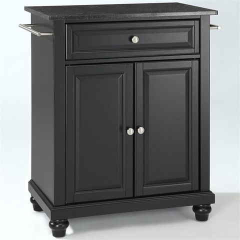 Bowery Hill Traditional Wood Kitchen Island With Granite Top In Black ... with regard to Maintaining Your Bowery Hill Kitchen Cart for Long-Term Beauty