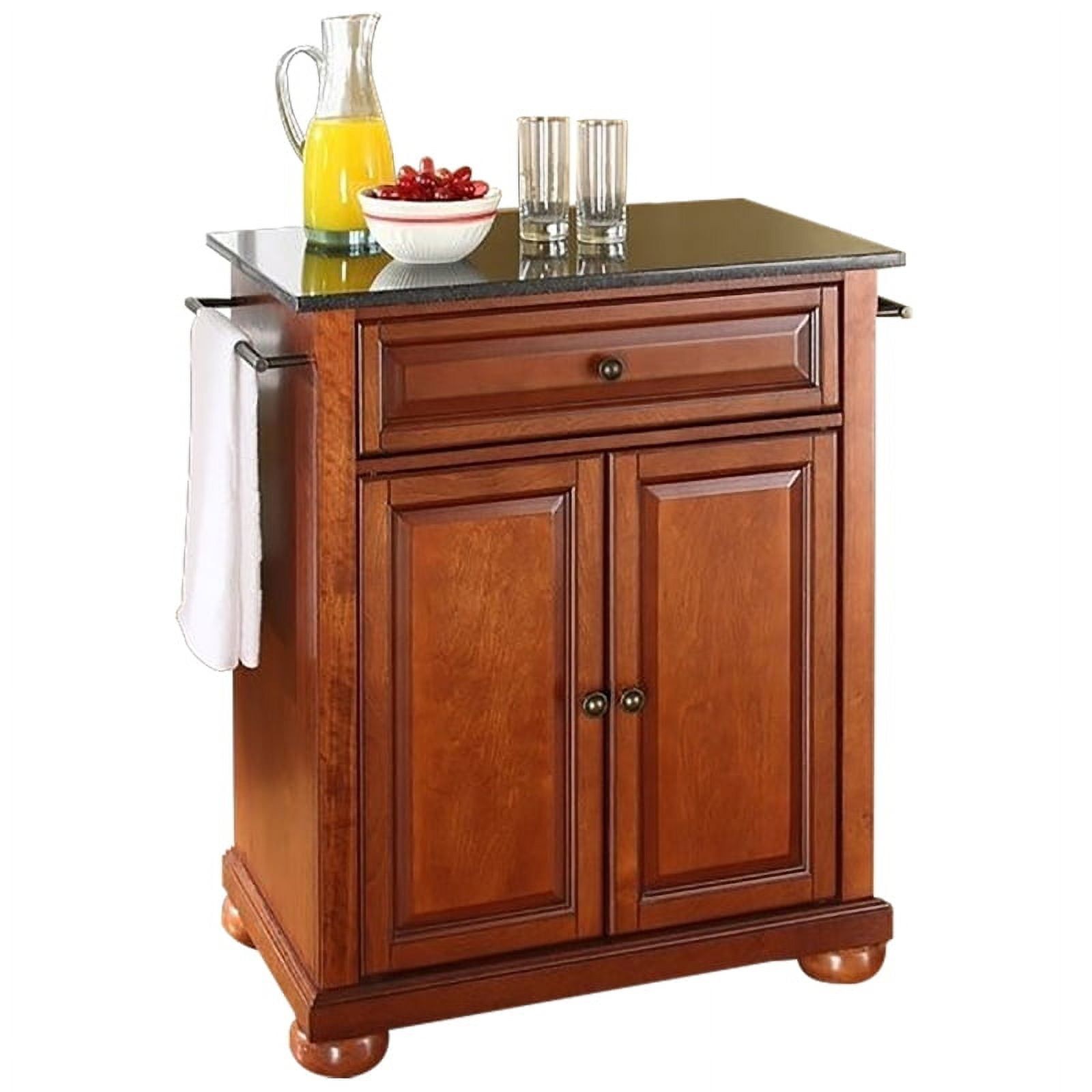 Bowery Hill Traditional Wood Kitchen Island With Granite Top In Cherry ... regarding Bowery Hill Kitchen Island With Granite Top And Two Stools