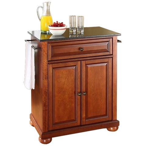 Bowery Hill Traditional Wood Kitchen Island With Granite Top In Cherry ... regarding Bowery Hill Kitchen Island With Granite Top And Two Stools